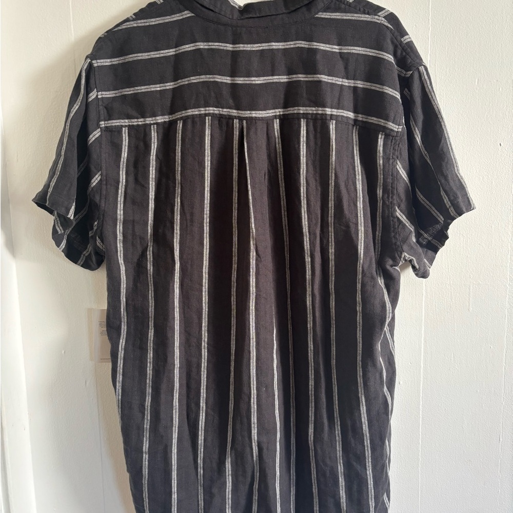 NWT Katin Men's Alan Charcoal Striped Button Down Shirt Linen Cotton Blend - Picture 5 of 8